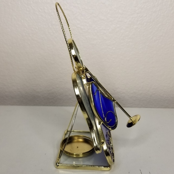 Stained Glass Angel Tea Light Candle Holder Blue Gold Holiday Christmas Angel - Picture 4 of 10